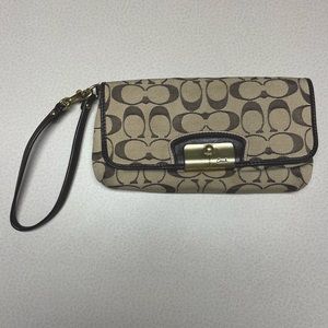 Coach Signature Khaki Wallet Wristlet Bag